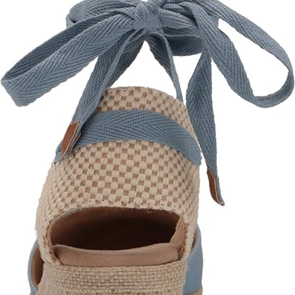 Anne Klein Blue Wedge Zia Wrap Tie Sandal Shoes 10 - Picture 3 of 13